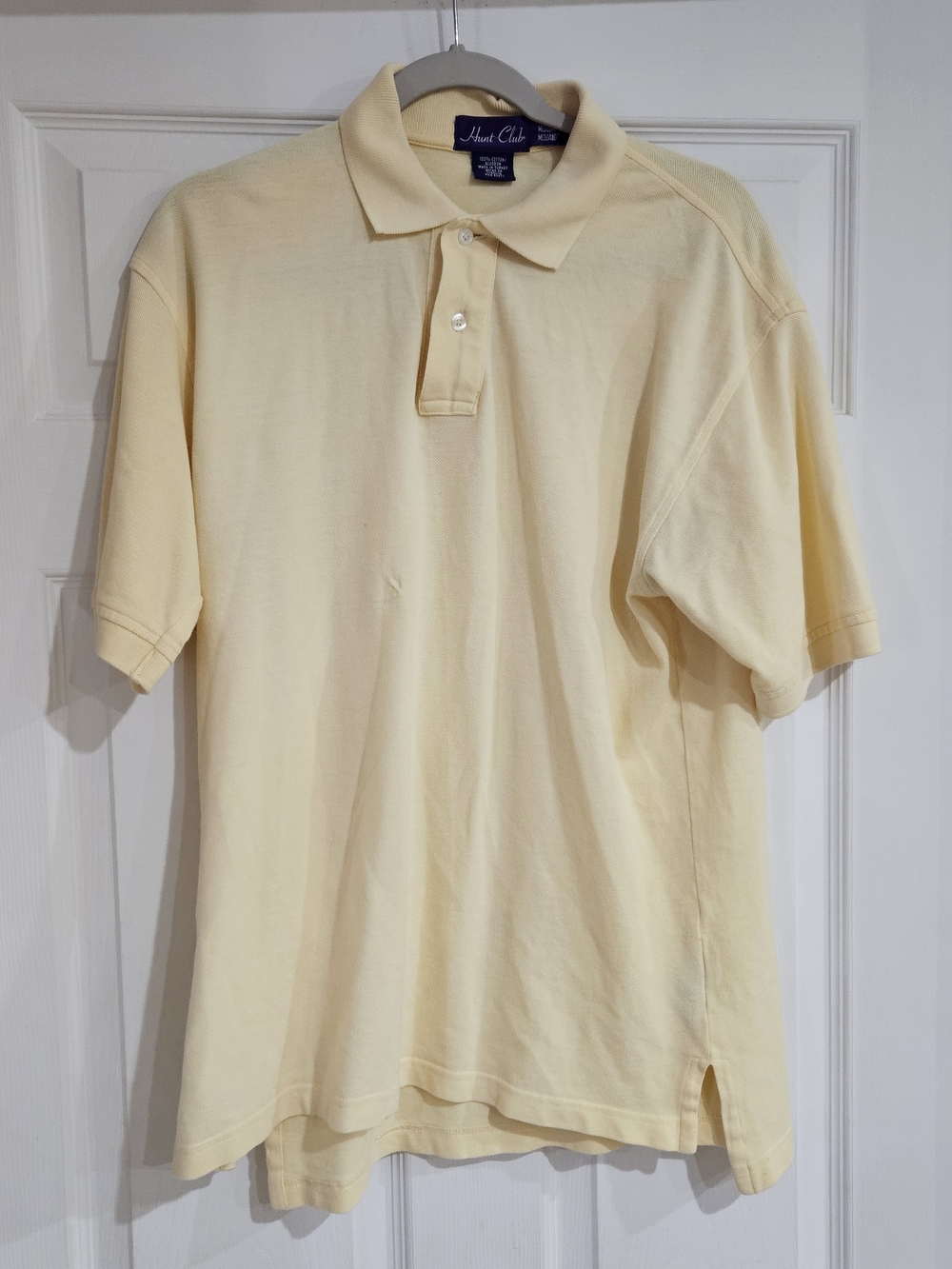 Hunt Club Polo Shirt Men's Medium Yellow Short Sleeve Soft 100% Cotton